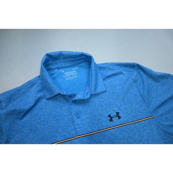 Under Armour Playoff Golf Polo Marled Blue Athletic Golf Shirt Mens Size Large - Picture 6 of 10